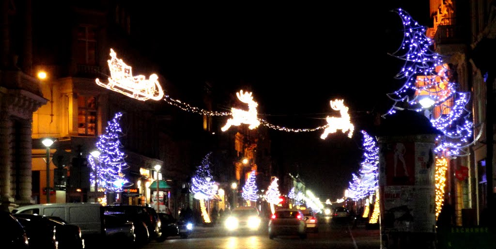 Christmas decoration on the main street of Lodz - Piotrkowska /Świąteczna dekoracja na głównej ulicy Łodzi - ulicy Piotrkowskiej