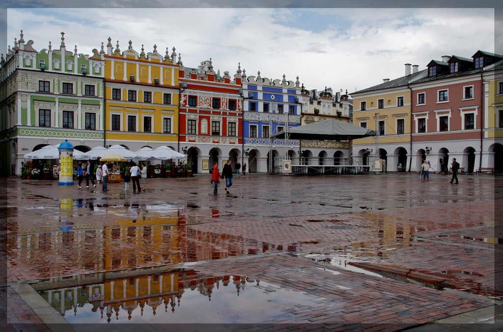 Zamość - Rynek po deszczu/Market  after the rain - malby
