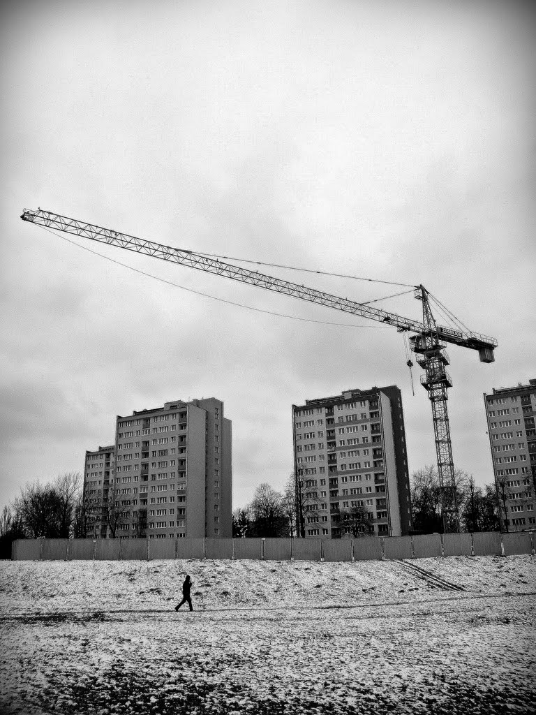 Lublin (Polska) ulica Lwowska - zdjęcie czarno - białe / Lublin (Poland) Lwowska street - black and white photo