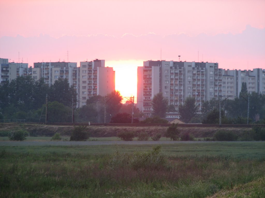 Zachód słońca - Opole - Dzielnica Zaodrze