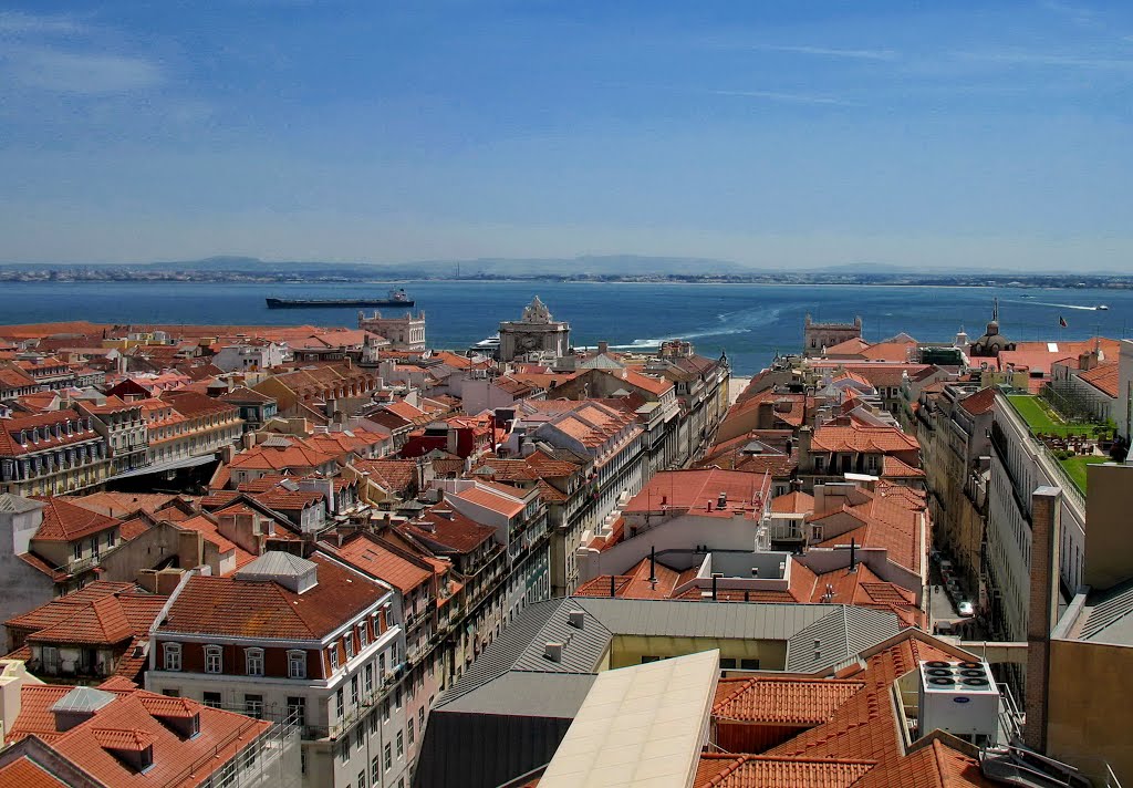 Lisbon view on the elevator Santa Justa