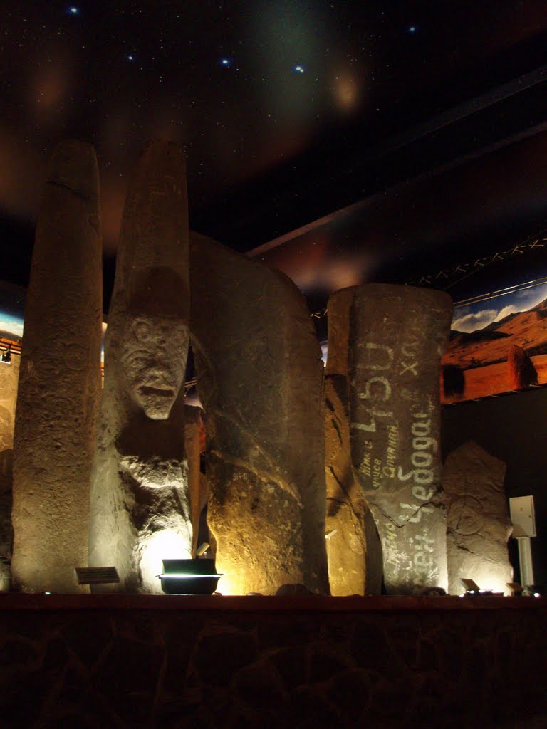 Hall of stone sculptures in the National museum of Republic of Khakassia named Leonid Kyzlasov