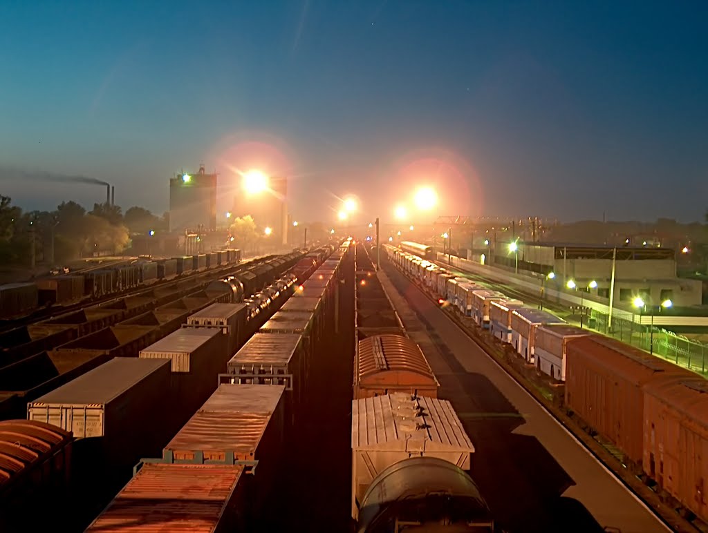 Railway station at dusk
