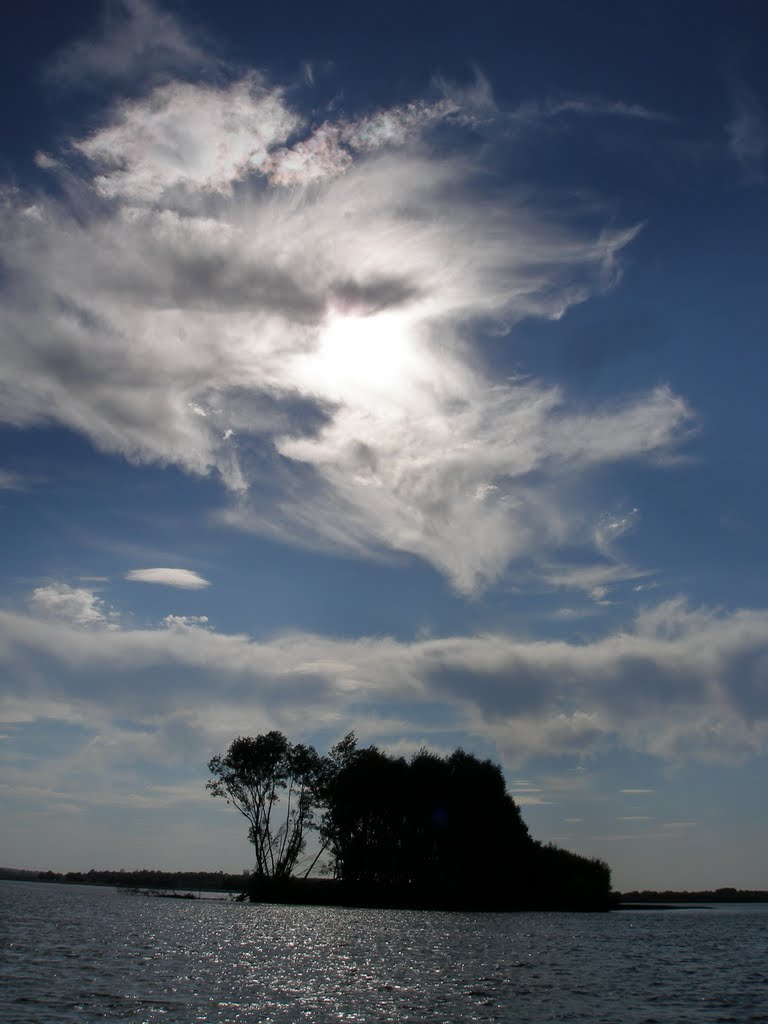 Clouds over the island.