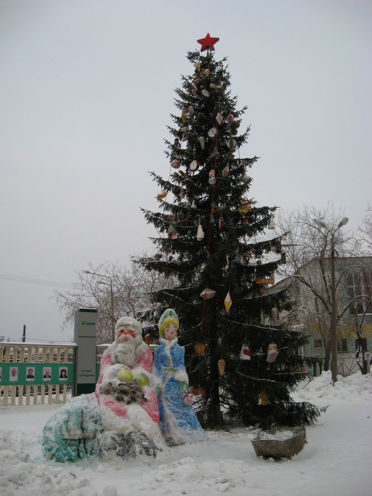 Ёлка, Дед Мороз, Снегурка, Коряжма 2010 г.