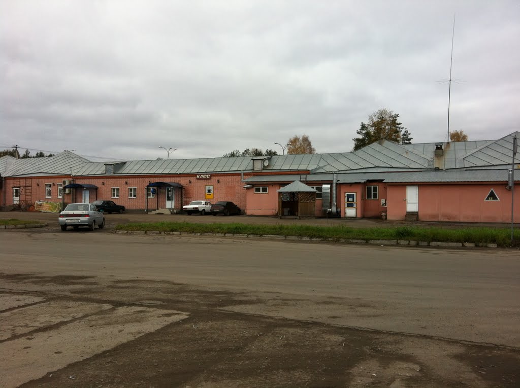 Автостанция и ряд магазинов. Служебный вход