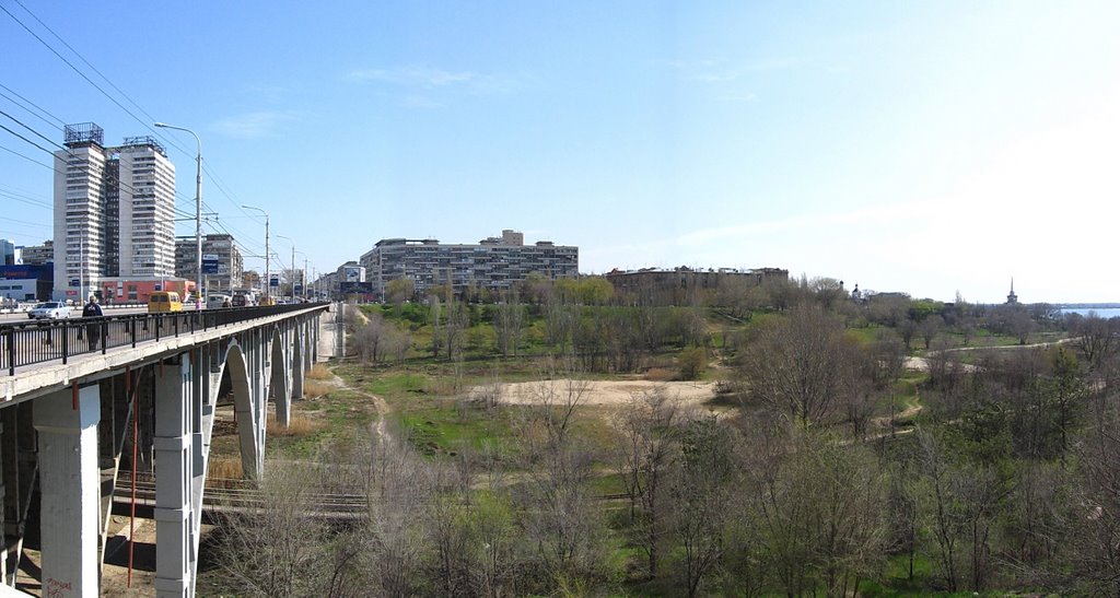 Panorama . Мост через реку Царица.Весна.