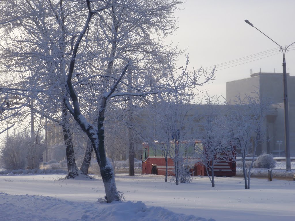 Зимний городской пейзаж. ДКМ "Северсталь".