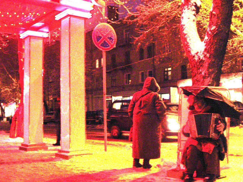 Старый аккордеонист. Воронеж. Россия.  19/01/2009