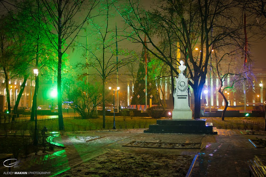 Illumination of the monument to the poet A.V. Koltsov in the Koltsovs square / Подсветка памятника поэту А.В. Кольцову в Кольцовском сквере