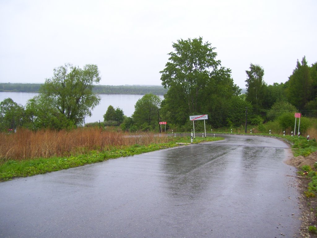 End of Vasilsursk town limits; near the Volga bank and ferry
