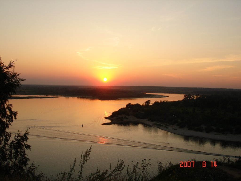 the sunset over Oka river