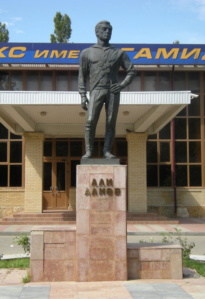 Памятник 5-ти кратному чемпиону мира по вольной борьбе Али Алиеву.