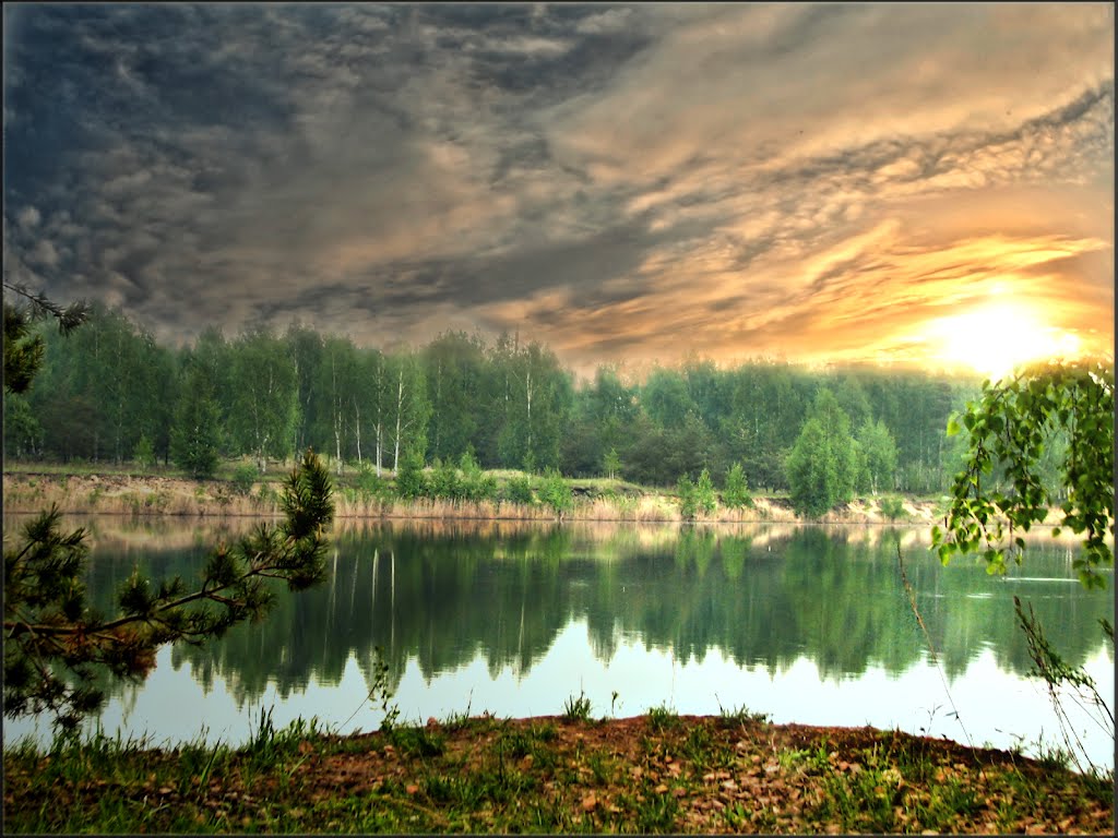 вечер на озере.