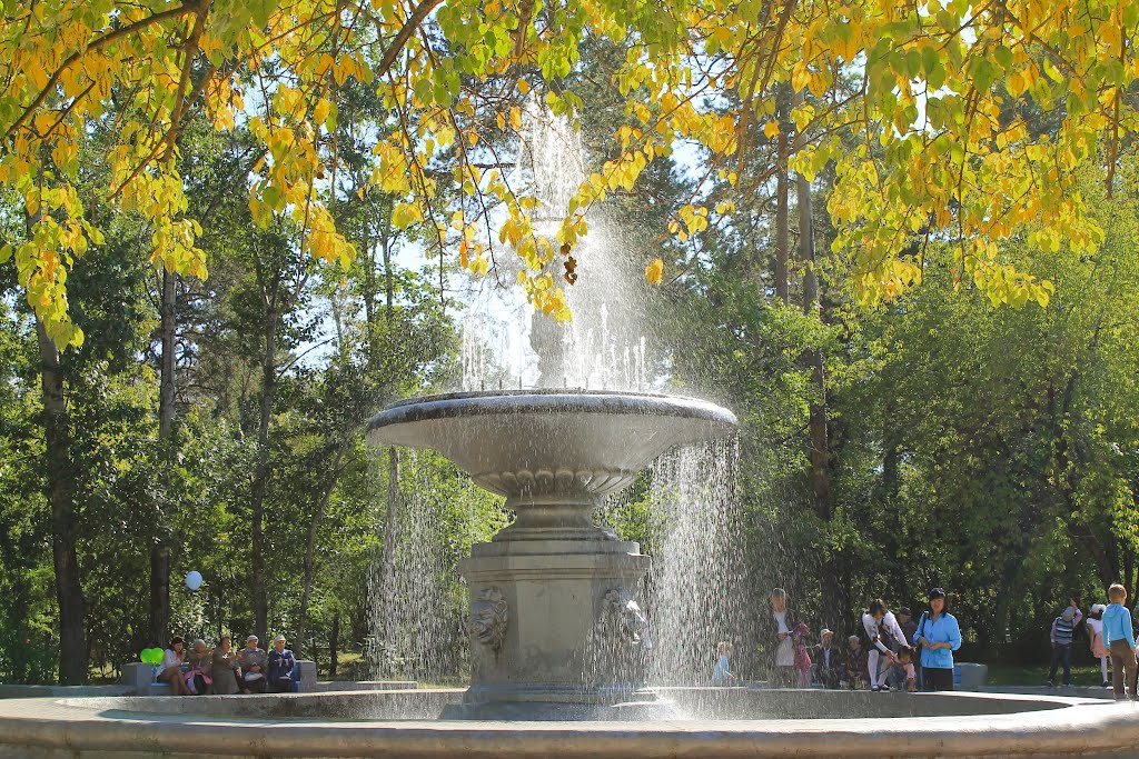 фонтан,горожане,осень.