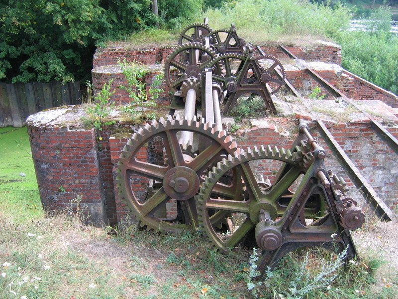 Old german sluice in Znamensk (Wehlau) - Lava (Alle) river