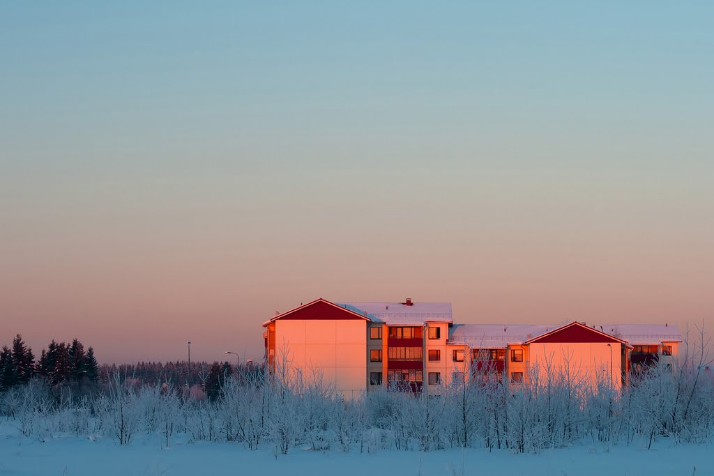 Aviatorov st. at cold winter evening / ул.Авиаторов холодным вечером