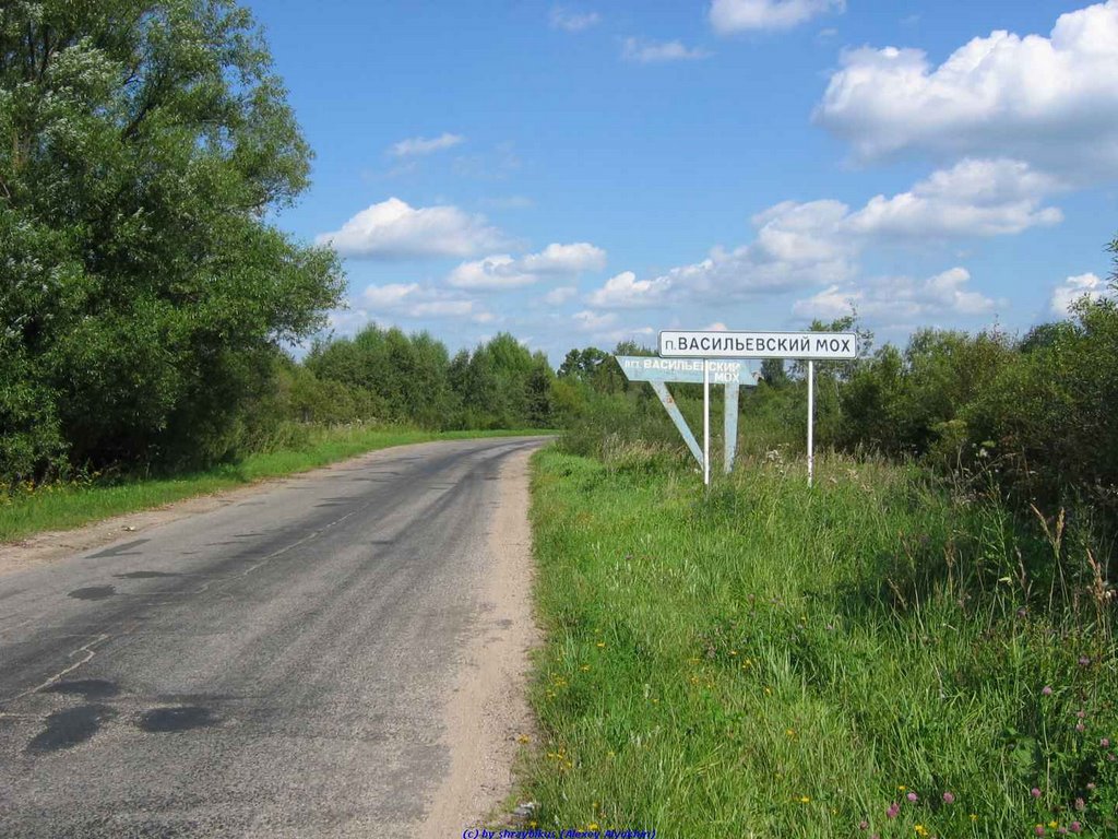Въезд в п.Васильевский Мох (20.08.2008)