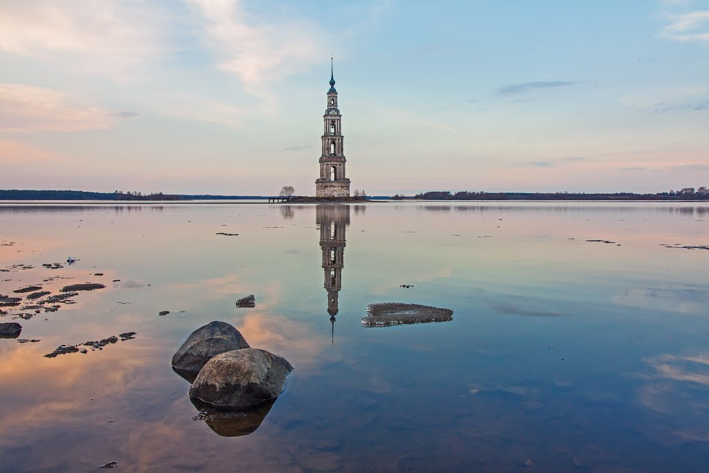 Volga-river, Kalyazin, Russia, quiet sunset