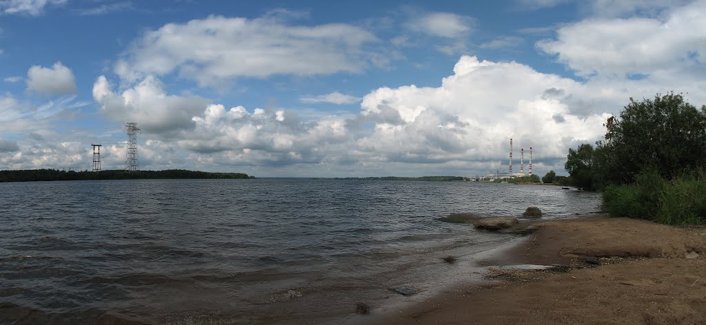 Конаково ГРЭС и ЛЭП через Волгу