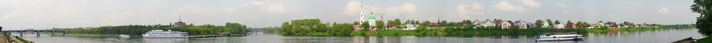 Tver, 180-degree panorama of rivers Volga and Tvertsa