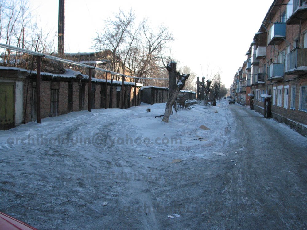 Typical backyards in Belovo, winter 2009