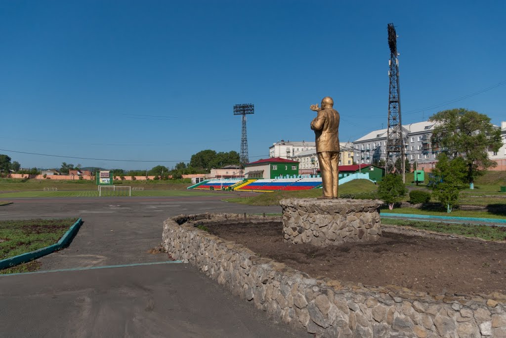 Статуя Ленина на стадионе «Шахтёр», июнь 2013