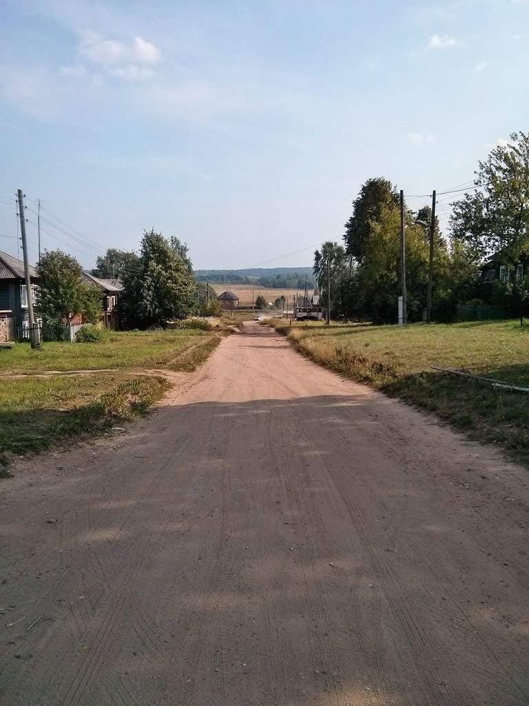 Одна из деревеньских улиц в Белой Холунице