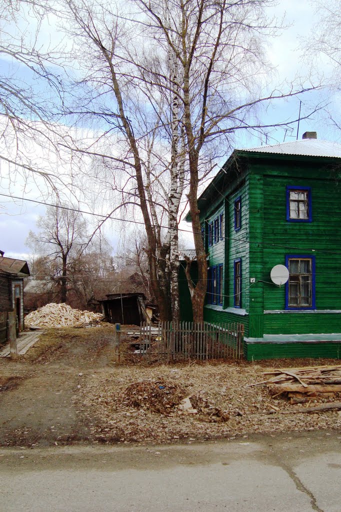 Чухлома. Дрова и спутниковая тарелка.