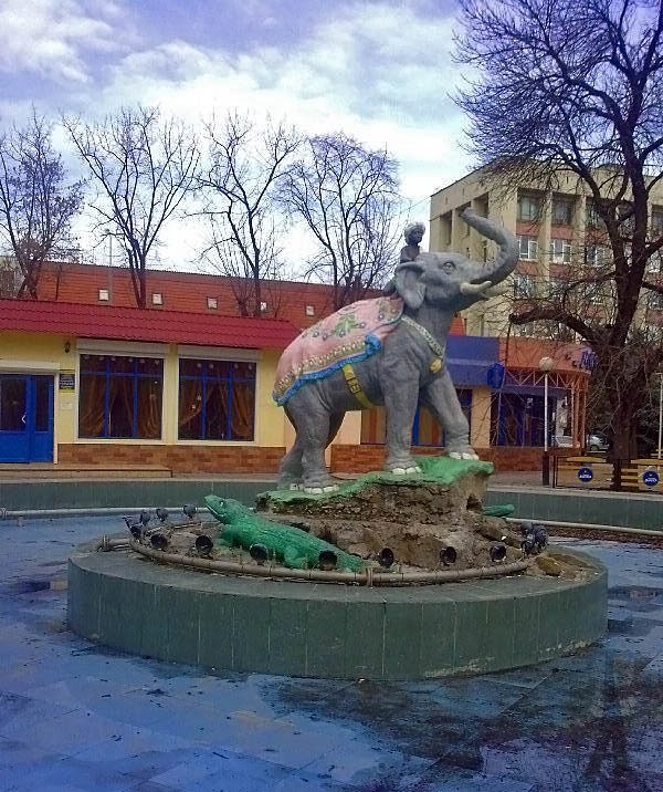 Elephant fountain in the park, Krasnodar