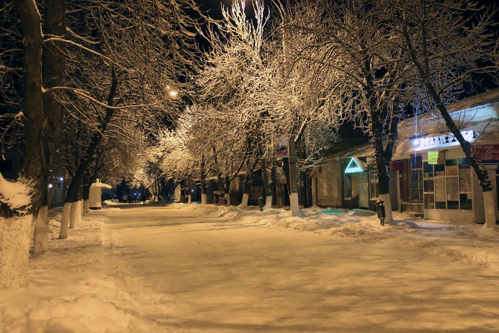 Snow on the main street. December 2013. Снег на главной улице. Декабрь 2013.
