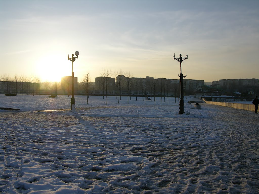 Winters sunset in Novorossiysk