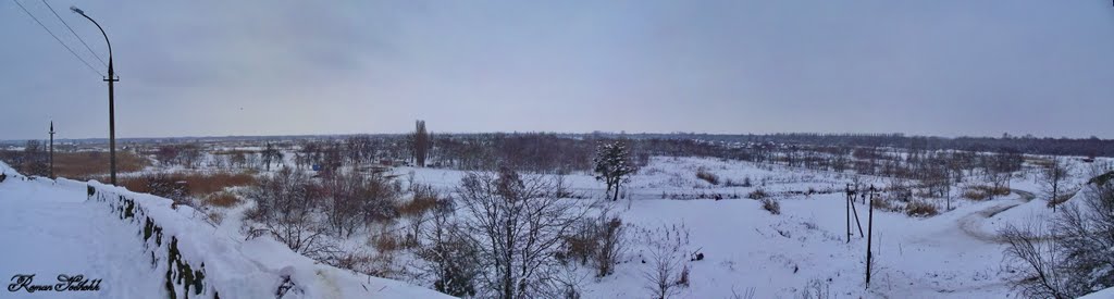 Спуск к озеру и дачам