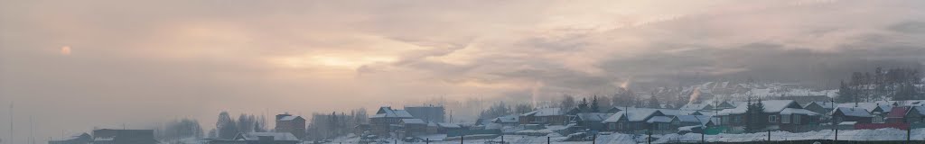 Moonrise & sunrise.  Богучаны. Восход солнца и луны.