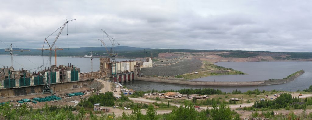 The river Angara.  Construction of the Boguchansk HYDRO POWER PLANT. 2009г.