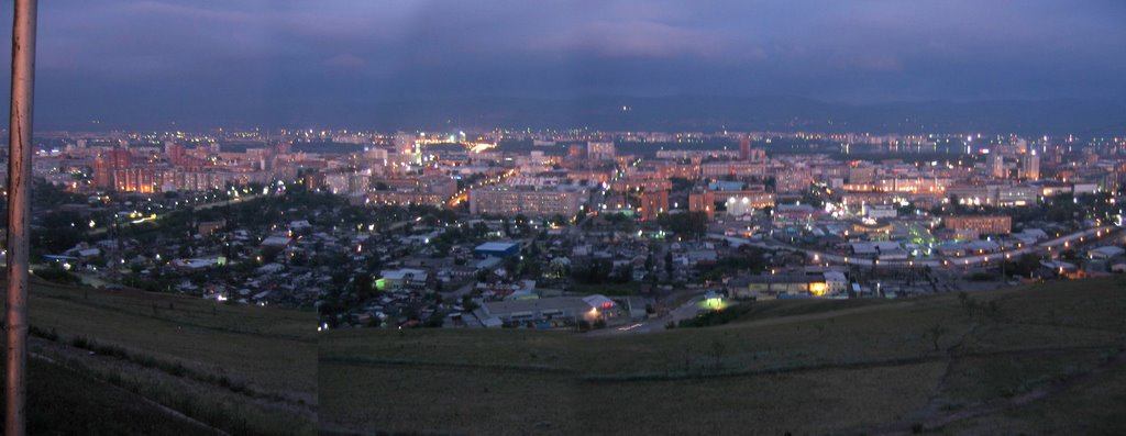 Panorama of the nightly Krasnoyarsk