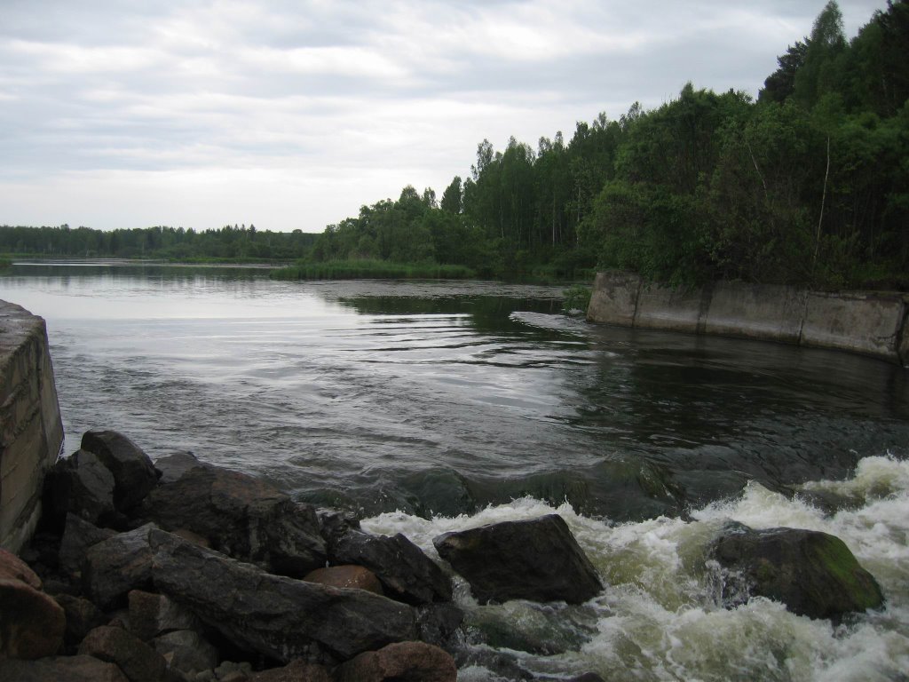 Old dikes ruin on Rybnaya river