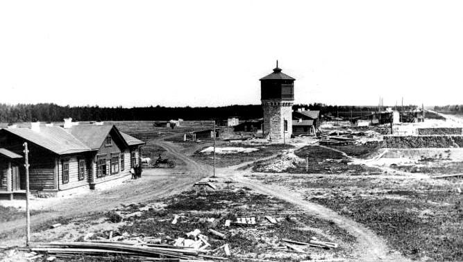 Строительство станции Шумиха 1892 год общий вид.