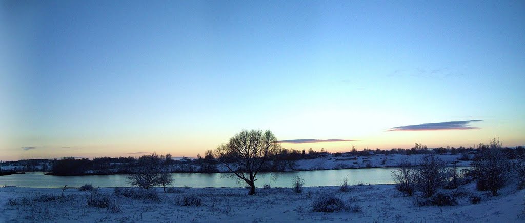 Закат первый снег 2010г. Панорама