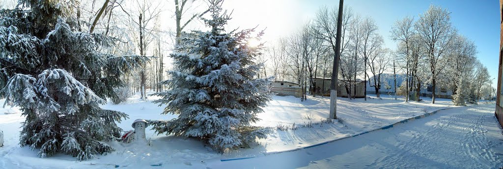 Мухаморчики возле школы - январь 2011г. Панорама
