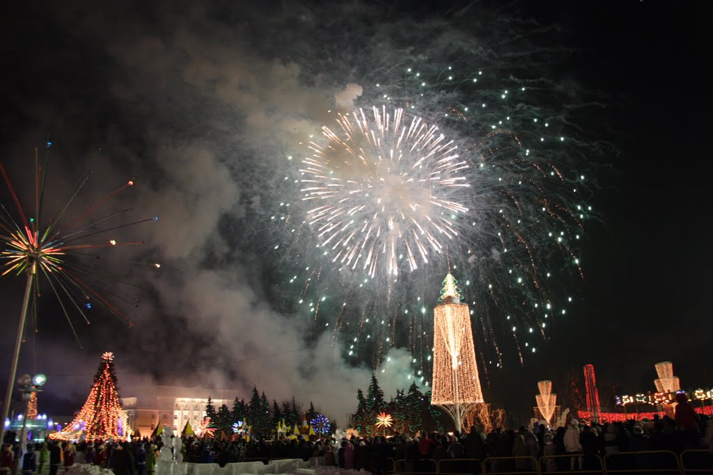 Saransk. New year fireworks.