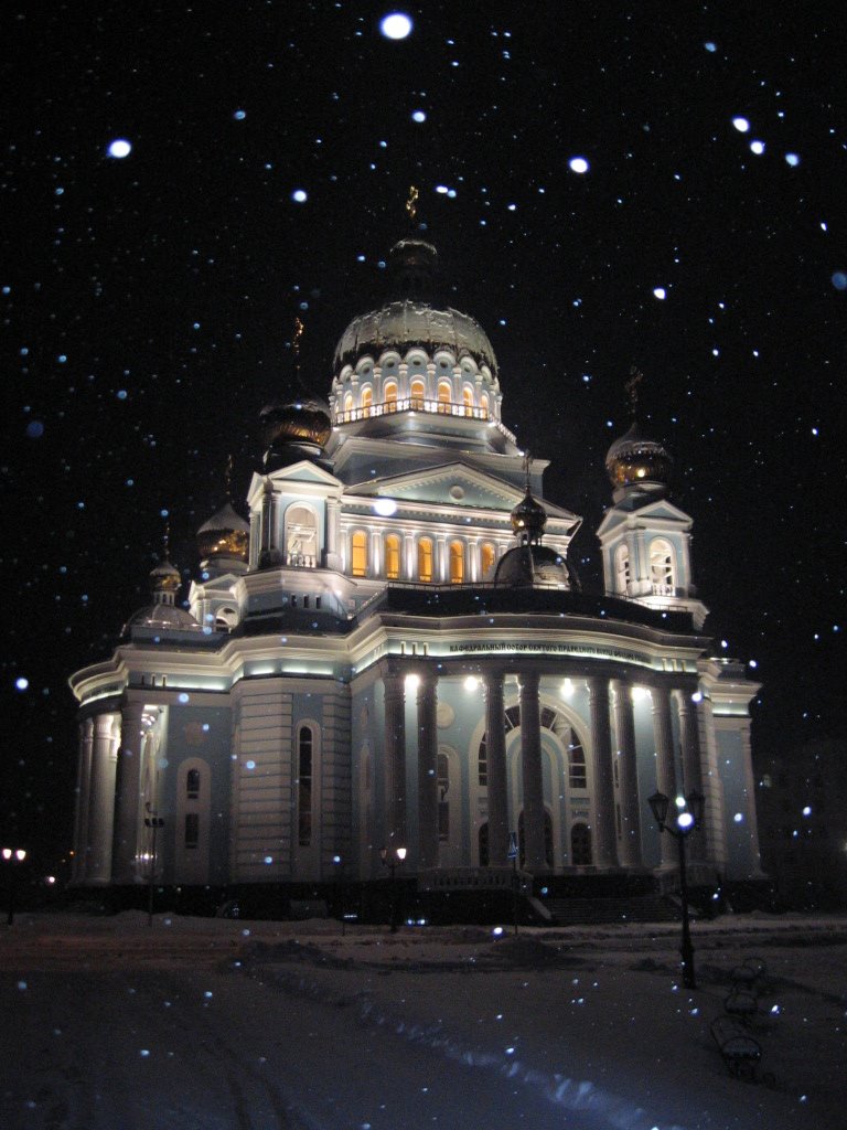 Saransk. St.Fedor Ushakov Cathedral at night