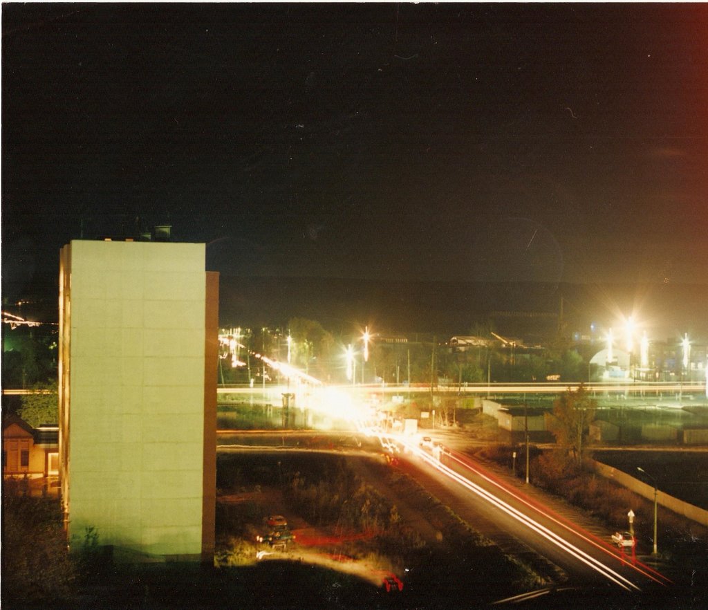railway crossing at night