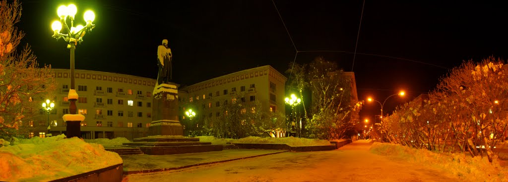 Панорама Мурманска - Памятник В.И. Ленину - Panorama of Murmansk - Monument Lenin