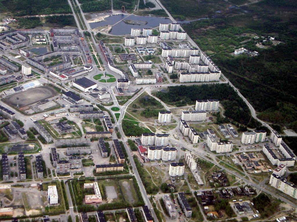 Оленегорск с высоты полета мотоцикла с пропеллером