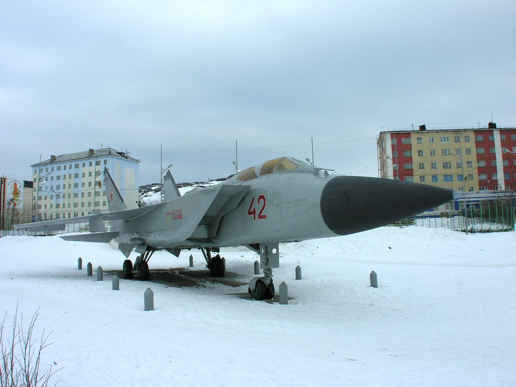 Mikoyan MiG-31 as monument to heroes of a novel "The Two Captains" by Veniamin Kaverin