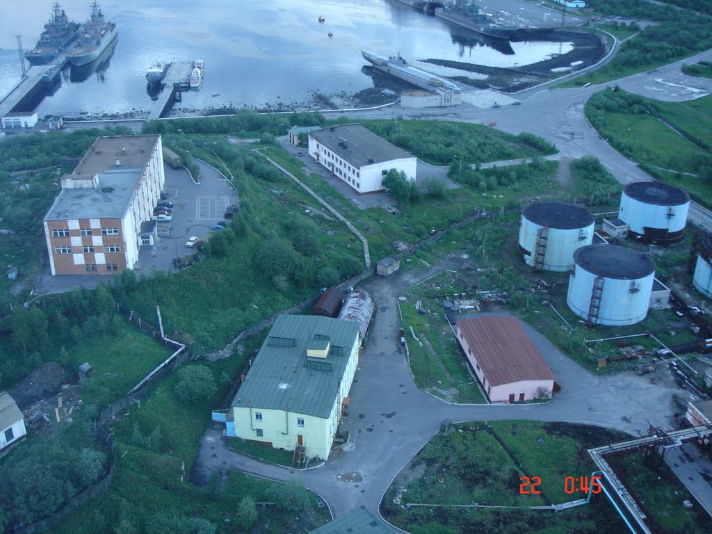 Североморск с трубы ТЭЦ. Час ночи