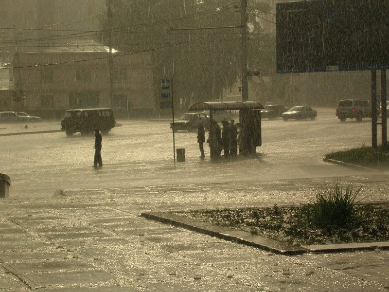 Novosibirsk, Globus, Rain