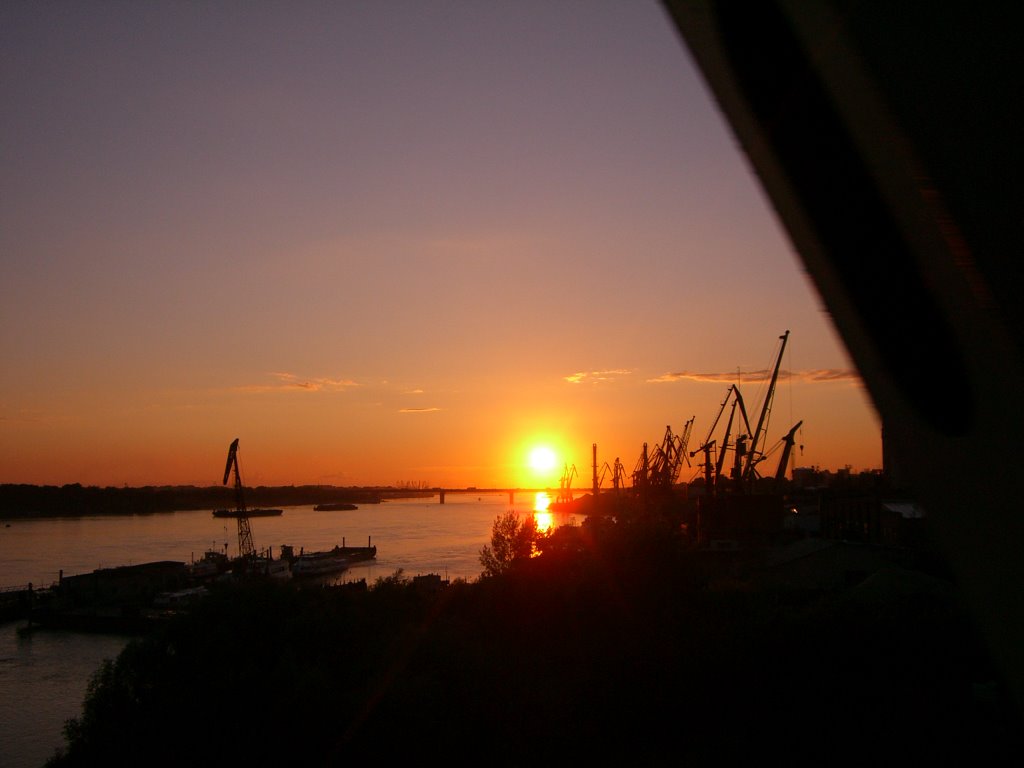 Sunset over the Ob river