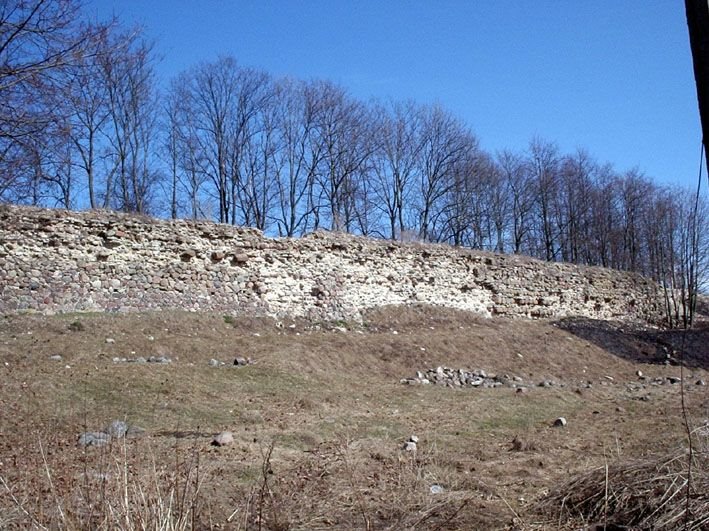 South coast of Gdovka river and south wall of the Church of Derzhavnaya Mother of God in spring